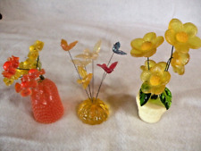 Lot  of Three 1960s ACRYLIC FLOWERS Sculptures Lucite New Designs Inc. USA picture