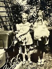 VD Photograph Girls With Toy Dolls Baby Buggy Carriages 1930's picture