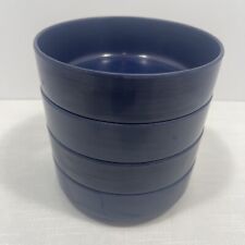 Ingrid Ltd. Chicago Navy Blue Stackable Melamine Bowls Set of 4 Vtg MCM 5.5