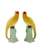 Tropical Yellow Bird Figurine Pair Ceramic Vintage Oriental Asian Decor picture