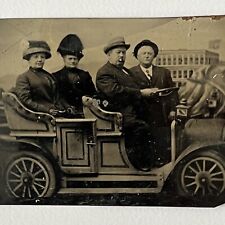 Antique Tintype Photograph Men & Women In Prop Car San Francisco Cliff House CA picture