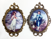 Vintage Ornate Victorian Frames Curved Glass Blue Boy & Pinkie 17''x12'' CM picture