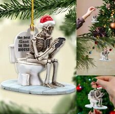 Christmas Best Seat Of The House Skeleton Toilet Funny Acrylic Ornament 2D picture