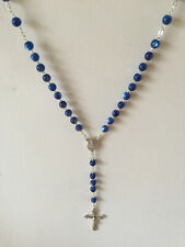 Elegant and Exquisite Madonna Child Rosary Silver and blue rhinestones Necklace  picture