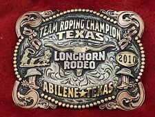 CHAMPION RODEO TROPHY BUCKLE PRO LONGHORN TEAM ROPING☆ABILENE TEXAS☆2010☆RARE341 picture
