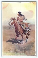 1906 Lone Wolf Piegan Charles Russel Artist Signed Unposted Antique Postcard picture