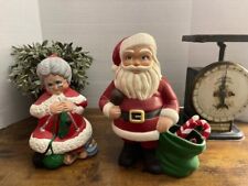 Vintage 1980s Mr & Mrs Santa Claus Atlantic Mold Ceramic Figures Large Christmas picture