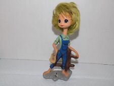Cortendorf Figurine Vintage Girl By Fence Blue Overalls Soft Hair Germany Rare picture