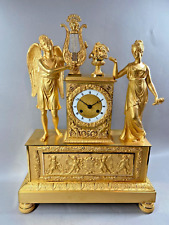 French Empire Bronze Clock with Orpheus and Eurydice Figurines, circa 1810 picture