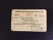 Vintage 1926 Georgia Southwestern & Gulf Railroad All Stations Pass picture
