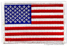 AMERICAN FLAG EMBROIDERED PATCH iron-on WHITE BORDER US UNITED STATES SHOULDER picture