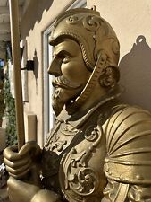 A Pair Gold Life Size Cast Iron Sculptures Spanish Soldiers Guards Conquistadors picture