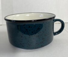 CHEFS Atelier Large Handled Soup Mug ~ Green , Speckled Black, Black Rim, White picture