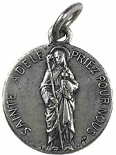 Vintage Catholic Signed Karo St Adele Silver Tone Religious Medal picture