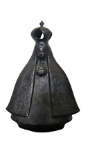 Vintage Oaxacan Madonna Virgin Solitude Statue Black Clay Pottery Folk Art picture