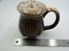 Vintage Brown Drip Glazed Embossed Stoneware Ceramic Pottery Cheese Shaker picture
