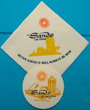Vintage Sands Casino Hotel Las Vegas Paper Napkin / Coaster CQQL LQQK SINATRA picture