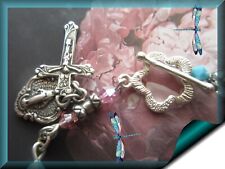 Artisan Rosary Bracelet Vintage Swarovski Solid 925 SS Blest picture
