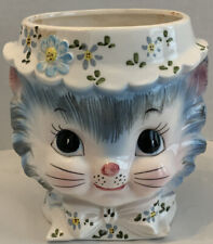 Vintage Lefton Japan Ceramic Kitten and Flowers Planter 3860 picture