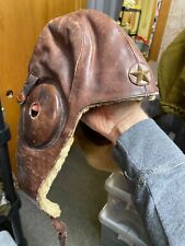ORIGINAL WWII IJA JAPANESE ARMY LEATHER PILOT  HAT CAP picture