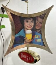 Vintage 1960s Atomic Rotating Lighted Burger Beer Advertising Bar Sign Display picture