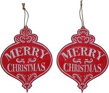 Merry Christmas Ornament Shaped Tin Hangers picture
