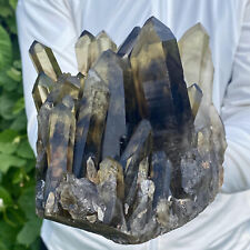 4.3LB Natural Tea black Crystal quartz Cluster Mineral Specimen Healing reiki picture