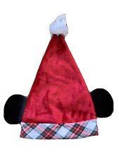 2020 Disney Parks Christmas Holiday Flannel Red Plaid Santa Mickey Ears Hat picture
