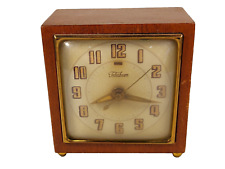 Vintage 1950's Telechron 7H209 Electric Alarm Clock Tested Works Wood Grain picture