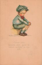 Artist Signed Ruth Welch Siver Boy Sitting on Box c.1912 Postcard A460 picture