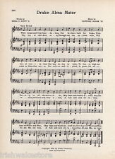 DRAKE UNIVERSITY vintage song sheet c 1941 