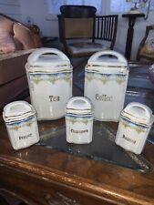 Vintage 1930s German Kitchen Canisters Spice Jars Coffee And Tea Containers picture