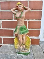 Vintage Chalkware Blonde Hula Girl Nude Carnival Statue 11 1/4