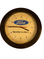 Vtg FORD WALL CLOCK “Quality is Job 1.” mechanic car repair picture