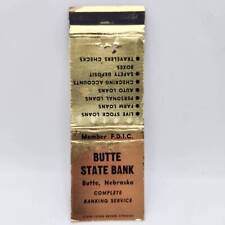 Vintage Matchcover Butte State Bank Butte Nebraska picture