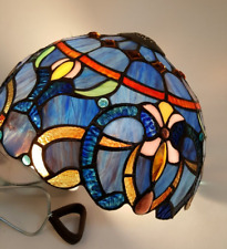 Vintage leaded glass shade blue faceted jewelled 12