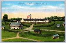 Postcard Portage Wisconsin WI Historic Old Fort Winnebago LINEN picture