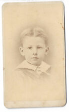 1870s CDV Photograph - Small Boy Bust ID Charlie Bates 1874 - E J Foss Boston MA picture