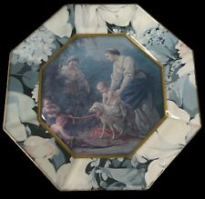 DURWIN RICE Artist signed Glass Decoupage Holy Family  Octagon 7.25