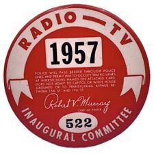 Original 1957 Eisenhower Presidential Inaugural Committee Radio TV Pinback Badge picture