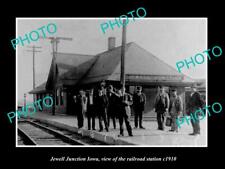 OLD POSTCARD SIZE PHOTO OF JEWELL JUNCTION IOWA THE RAILROAD DEPOT c1910 picture