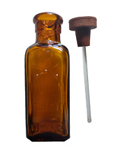 Antique Poison Bottle Amber Glass Dauber Skull Cross Bones TINCT Iodine K Base picture