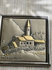 Vtg Embossed Sterling Silver Tile 925 Artist Marchio Preziosi Italian Church 2” picture