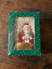Dillards Christmas Trimmings Ornament Vintage Green Box Santa in Box picture