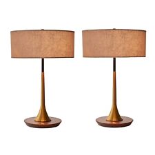 Set of 2 Mid Century Modern Table Lamp Desk Lamps Fabric Shade with LED Bulb picture