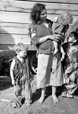 1936 Destitute Mom with Children Vintage Old Photo 8.5