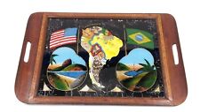 Vintage Remembrance Of Brazil Butterfly Wing Souvenir Tray Santos Rio picture