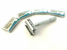 Twist Open Butterfly Safety Razor + 20 Double Edge Blades Classic Shaving Set picture