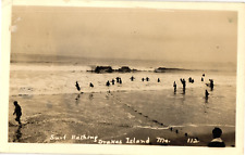 Drake's Island Surf Bathing Swimming Maine RPPC Real Photo Postcard c1934 picture