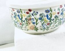 Bunny Floral Easter Bowl NEW Grace’s  Teaware 6” Ceramic Storage Lid picture